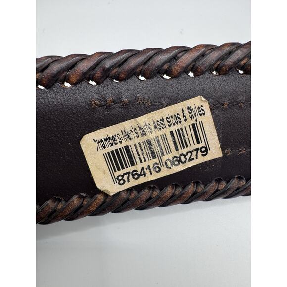 NEW VINTAGE 1997 WRANGLER BROWN LEATHER WESTERN SILVER BUCKLE BELT 44" 7137-20 - Picture 5 of 7